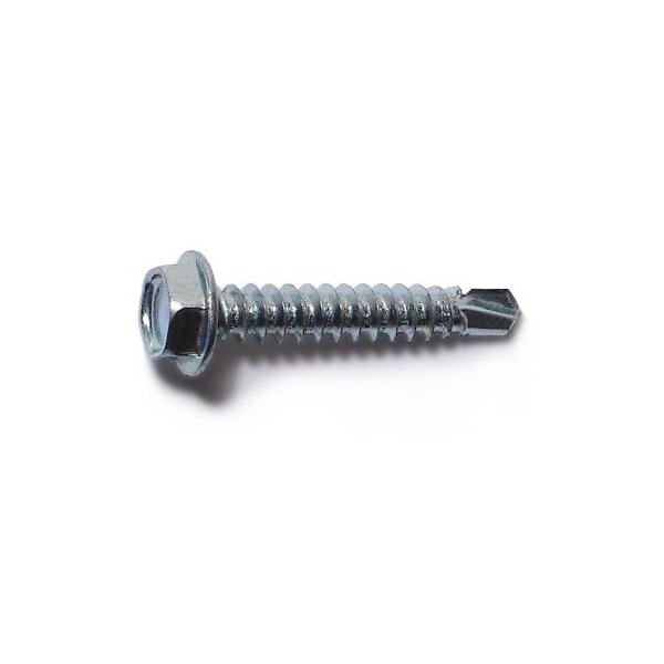 Self-Drilling Screw, #8 x 1 in, Zinc Plated Steel Flange Hex Head External Hex Drive, 500 PK